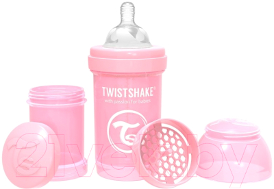 Бутылочка для кормления Twistshake Pastel Pink антиколиковая / 78249 (180мл, пастельный розовый)