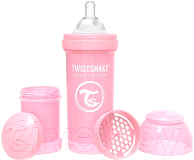 Бутылочка для кормления Twistshake Pastel Pink антиколиковая / 78255 (260мл, пастельный розовый)