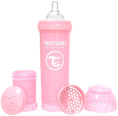 Бутылочка для кормления Twistshake Pastel Pink антиколиковая / 78261 (330мл, пастельный розовый)