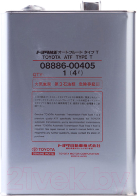 

Трансмиссионное масло TOYOTA, ATF D-III TYPE-T / 0888600405