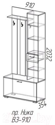 Секция в прихожую МебельЭра Ника ВЗ 910 (белый гладкий)