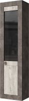 Шкаф-пенал с витриной Мебель-КМК 2Д Лондон 0467.6 (оникс/бетон пайн светлый) - 