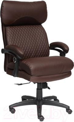 Кресло офисное Tetchair Chief кожзам/ткань (коричневый/коричневый стеганный)
