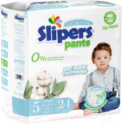 Подгузники-трусики детские Slipers XL 9-21кг / Pants24 (24шт)