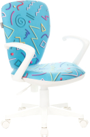 Кресло детское Бюрократ KD-W10AXSN (голубой Sticks 06 пластик белый) - 