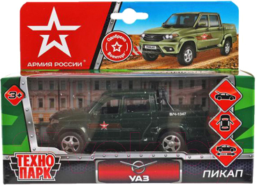 Автомобиль игрушечный Технопарк Uaz Pickup Армия России / PICKUP-12ARR-GN