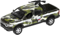 

Автомобиль игрушечный Технопарк, Dodge Ram Камуфляж с пулеметом / RAM1500-13MIL-ARMGN