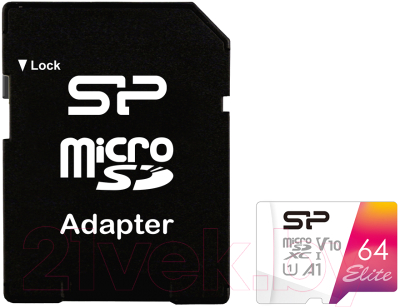 Карта памяти Silicon Power Elite MicroSDXC UHS-1 (Class 10) 64GB / SP064GBSTXBV1V20SP