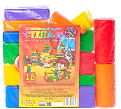 Развивающая игрушка Строим счастливое детство Строительный набор Стена-2 / 5244 (18эл)