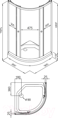 Душевой уголок Triton Риф А 90x90 (хром)