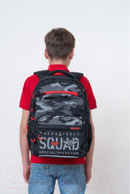 Школьный рюкзак Grizzly RB-254-3 (черный/красный)