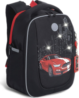 Школьный рюкзак Grizzly RAf-293-1 (черный/красный) - 