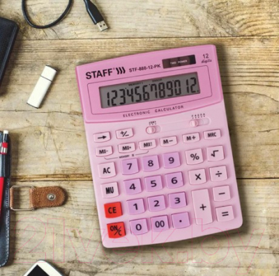 Калькулятор Staff STF-888-12-PK (розовый)