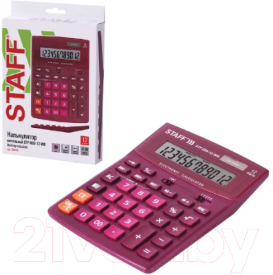 Калькулятор Staff STF-888-12-WR (бордовый)