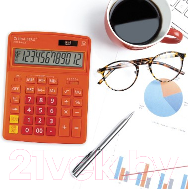 Калькулятор Brauberg Extra-12-RG / 250485 (оранжевый)