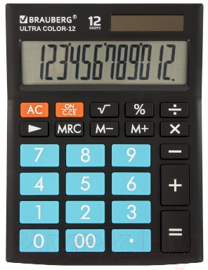 Калькулятор Brauberg Ultra Color-12-BKBU / 250497 (черный/голубой)