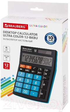 Калькулятор Brauberg Ultra Color-12-BKBU / 250497 (черный/голубой)
