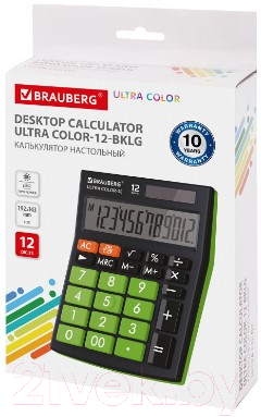 Калькулятор Brauberg Ultra Color-12-BKLG / 250498 (черный/салатовый)