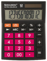 Калькулятор Brauberg Ultra Color-12-BKWR / 250500 (черный/малиновый) - 