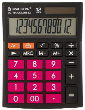Калькулятор Brauberg Ultra Color-12-BKWR / 250500 (черный/малиновый)