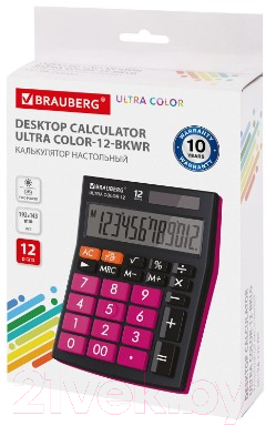 Калькулятор Brauberg Ultra Color-12-BKWR / 250500 (черный/малиновый)