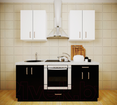 Готовая кухня Хоум Лайн Кристалл 1.8 (черный глянец/белый глянец)