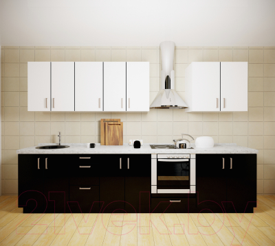 Готовая кухня Хоум Лайн Кристалл 3.0 (черный глянец/белый глянец)