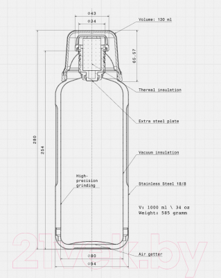 Термос для напитков Bobber Flask-1000 Glossy (зеркальный)