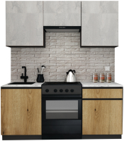 Кухонный гарнитур ВерсоМебель Эко-7 1.7 (бетонный камень/дуб эвок прибрежный/ст.мрамор итальянский) - 