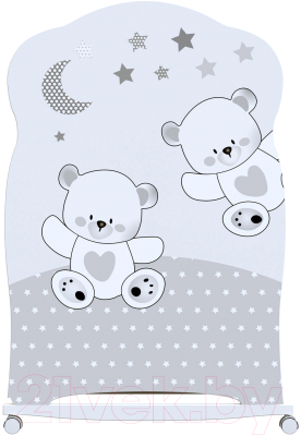 Детская кроватка VDK Funny Bears колесо-качалка и ящик (белый)
