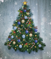 

Шторка-занавеска для ванны JoyArty, Ель с цветными шариками / sc_78630