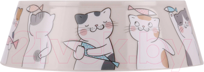 Изображение товара Миска для животных Альтернатива Мур-мяу / М7853 (светло-бежевый)