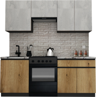 Кухонный гарнитур ВерсоМебель Эко-7 1.9 (бетонный камень/дуб эвок прибрежный/ст.мрамор итальянский) - 