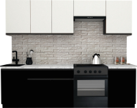 Кухонный гарнитур ВерсоМебель Эко-7 2.5 (белый фасадный/черный/ст.мрамор итальянский) - 