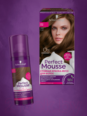 Тонирующий мусс для волос Perfect Mousse 3-в-1 (120мл, темно-русый)