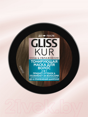 Тонирующая маска для волос Gliss Kur Уход и увлажнение  (150мл, каштановый)