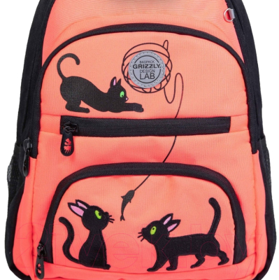 Школьный рюкзак Grizzly RG-262-2 (черный/оранжевый)