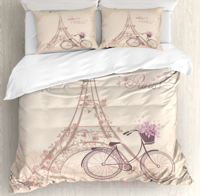 Комплект постельного белья Ambesonne В Париж на велосипеде / bls_2959_euro