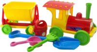 Набор игрушек для песочницы Doloni Поезд с песочным набором / 013222/3 (красный) - 