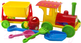 Набор игрушек для песочницы Doloni Поезд с песочным набором / 013222/3 (красный)