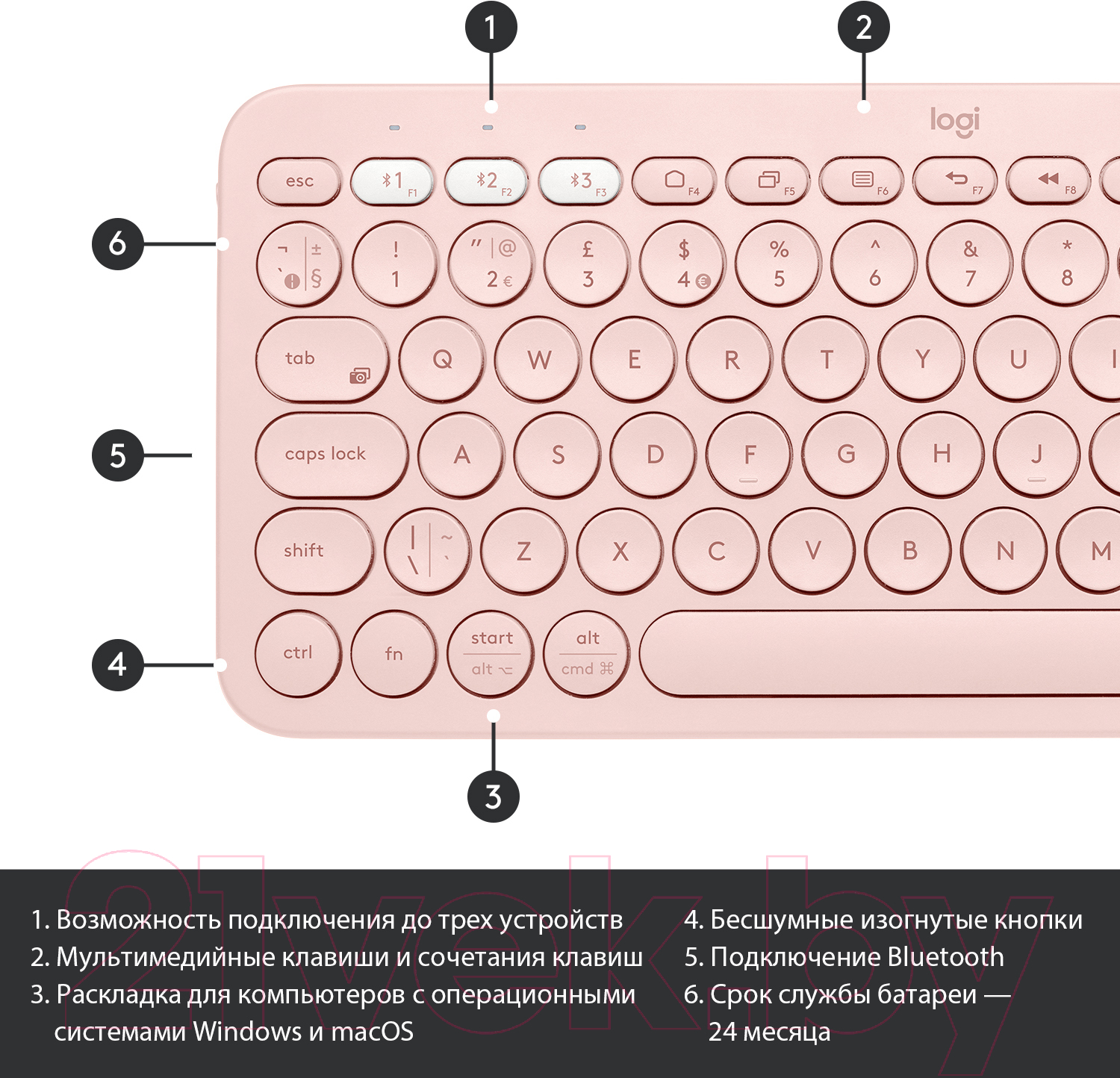 Клавиатура Logitech K380 / 920-010569 (Rose)