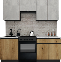 Кухонный гарнитур ВерсоМебель Эко-7 1.9 (бетонный камень/дуб эвок прибрежный/ст.альберика) - 