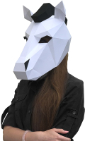 Объемная модель Paperraz Маска Лошадь / PP-3KON-2WB (белый) - 
