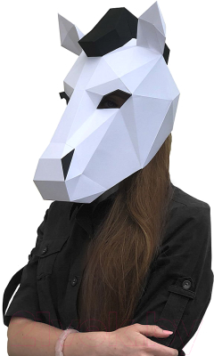 Объемная модель Paperraz Маска Лошадь / PP-3KON-2WB (белый)