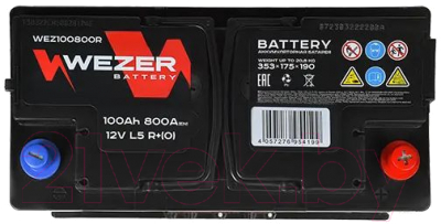 Автомобильный аккумулятор Wezer 800A R+ / WEZ100800R (100 А/ч)