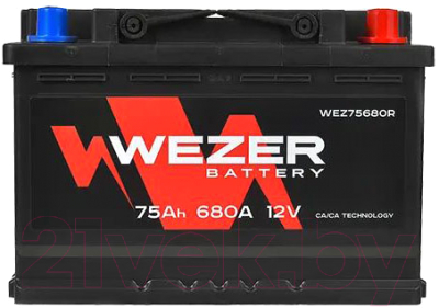 Автомобильный аккумулятор Wezer 680A R+ / WEZ75680R (75 А/ч)