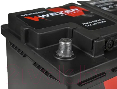 Автомобильный аккумулятор Wezer 680A R+ / WEZ75680R (75 А/ч)