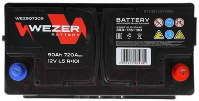 Автомобильный аккумулятор Wezer 720A R+ / WEZ90720R (90 А/ч)