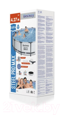 Каркасный бассейн Bestway Steel Pro Max 56950 (427x107см, с фильтр-насосом, лестницей и тентом)
