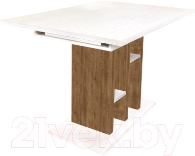 Обеденный стол Eligard Best раздвижной 118-157x76x80 (белый структурный/дуб канзас)